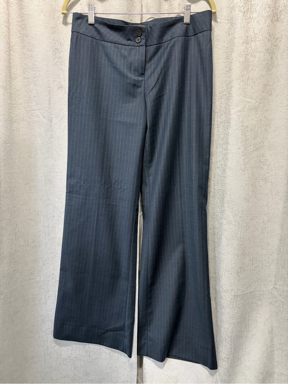 Kenneth Cole New York Navy Pinstripe Trousers wide leg Sz 8 career preppy